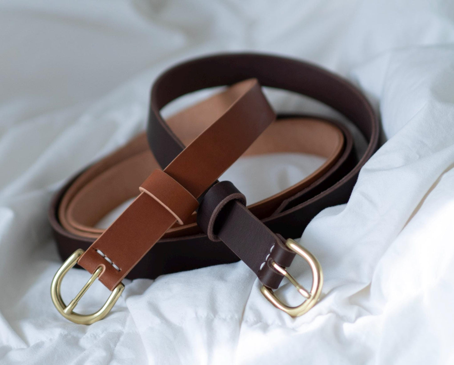 leather belt Handmade vegetable tanned Italian leather Polished Brass Buckle