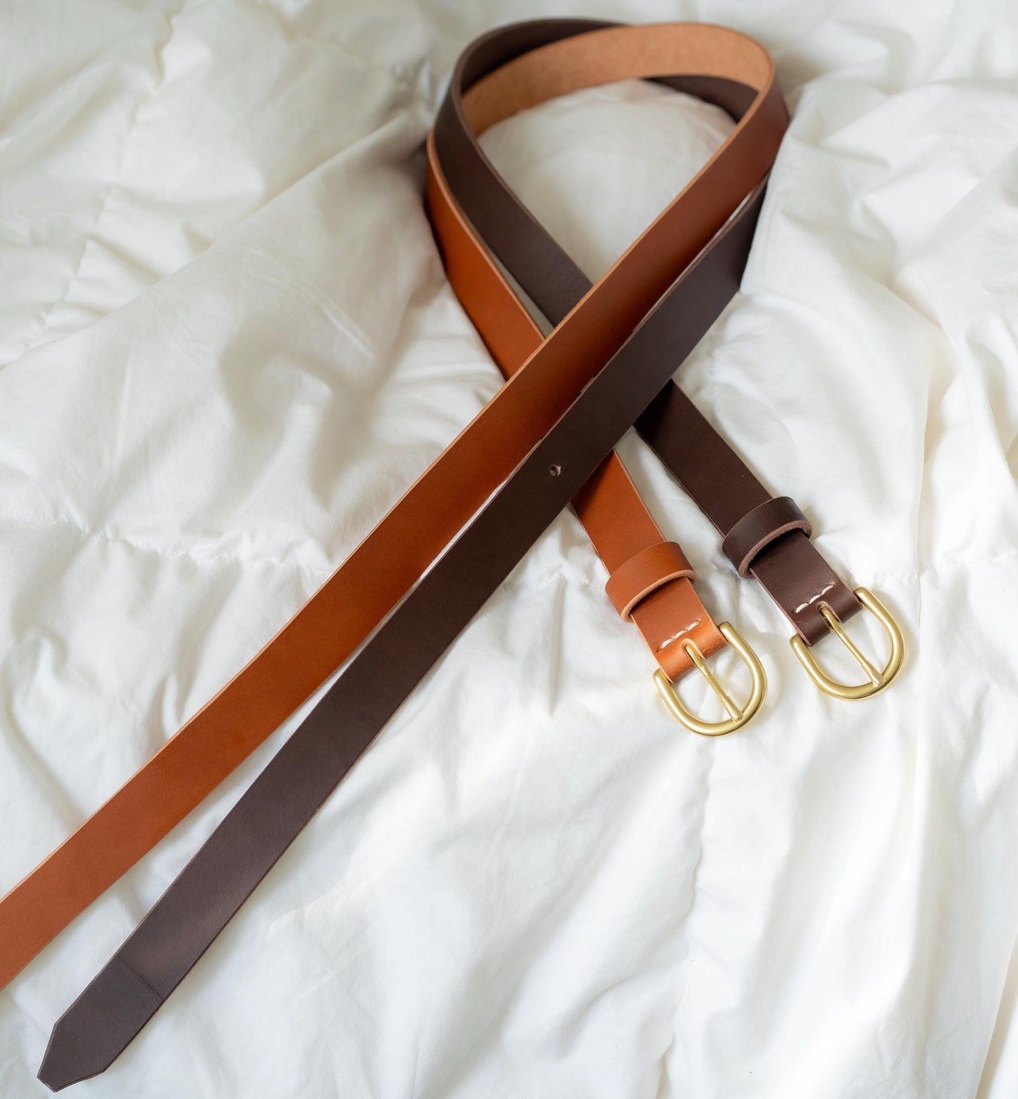 leather belt Handmade vegetable tanned Italian leather Polished Brass Buckle