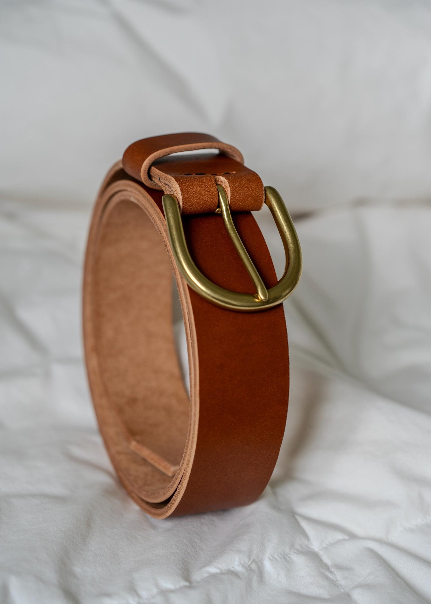 leather belt Handmade vegetable tanned Italian leather Polished Brass Buckle