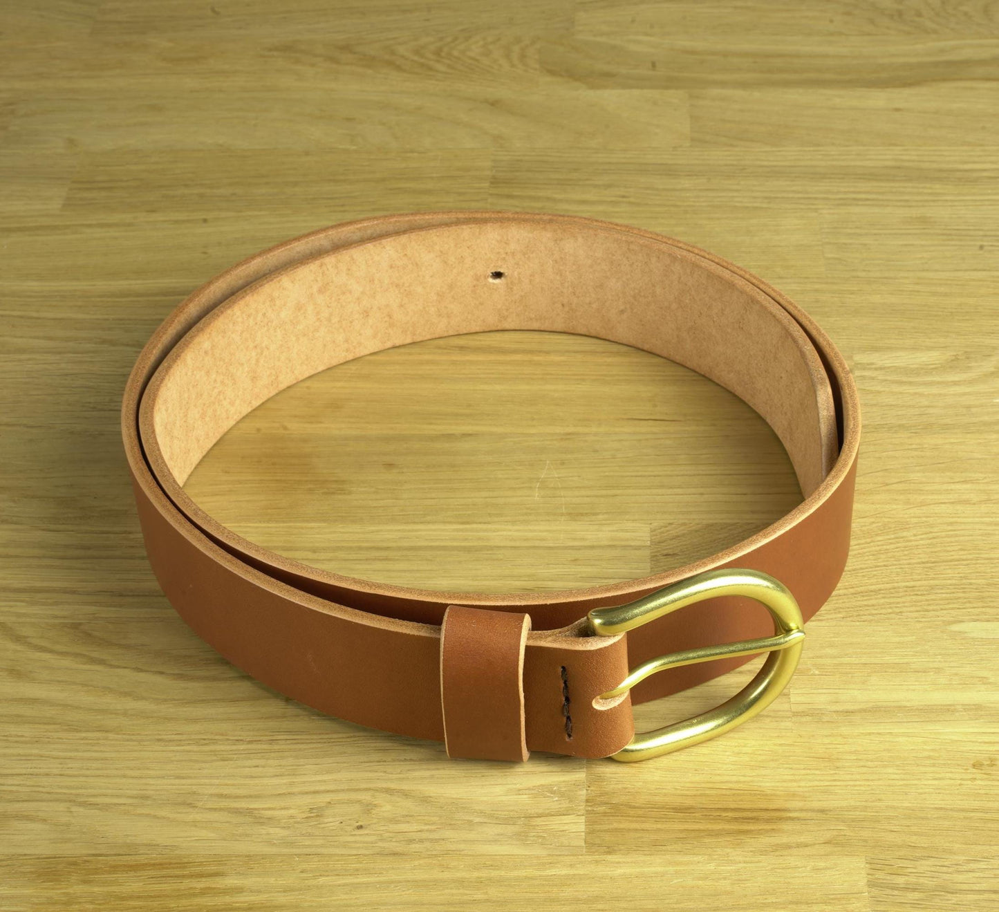 leather belt Handmade vegetable tanned Italian leather Polished Brass Buckle