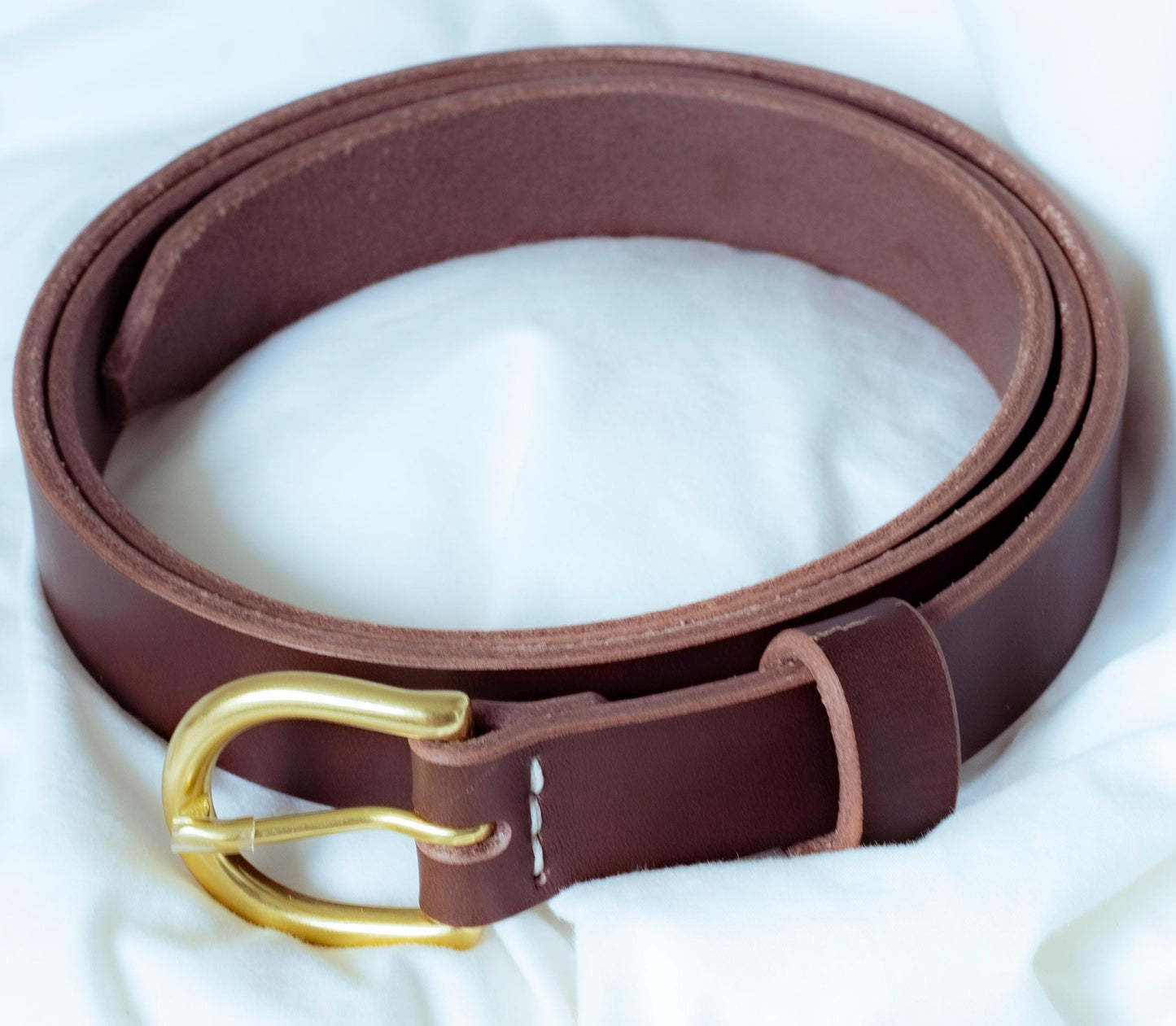 leather belt Handmade vegetable tanned Italian leather Polished Brass Buckle