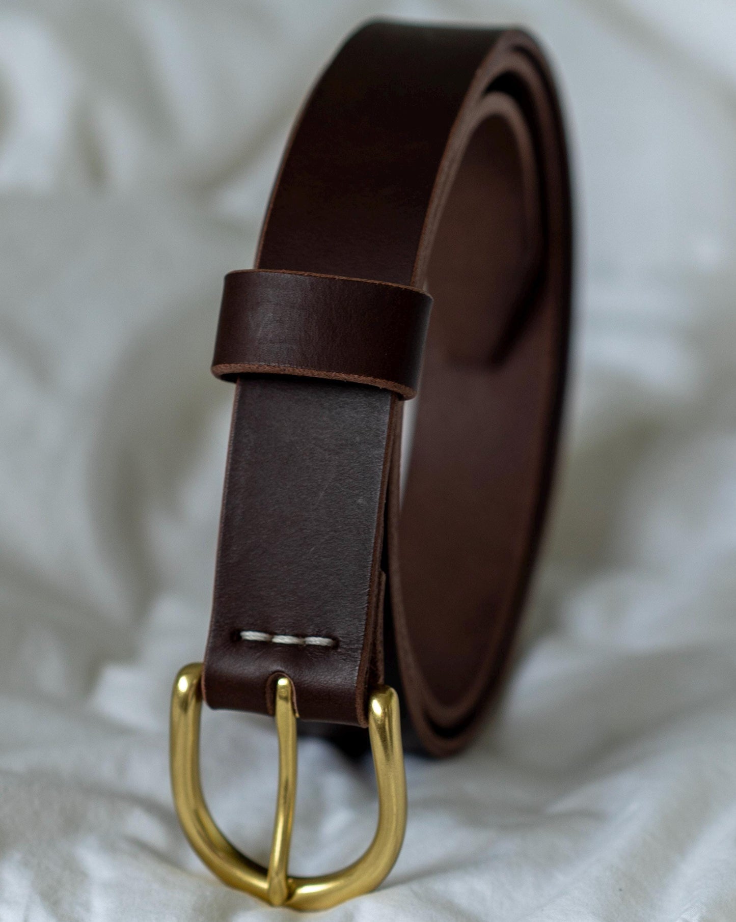 leather belt Handmade vegetable tanned Italian leather Polished Brass Buckle