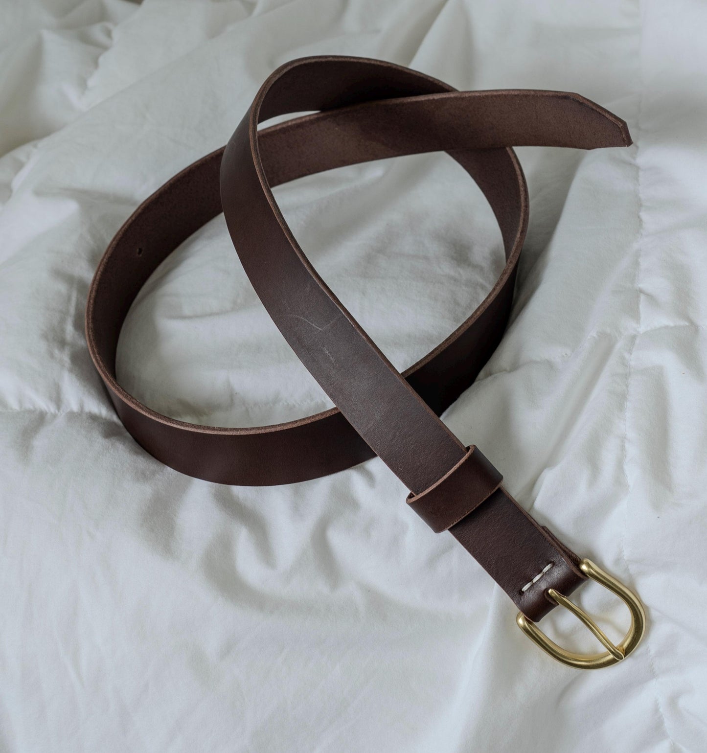 leather belt Handmade vegetable tanned Italian leather Polished Brass Buckle