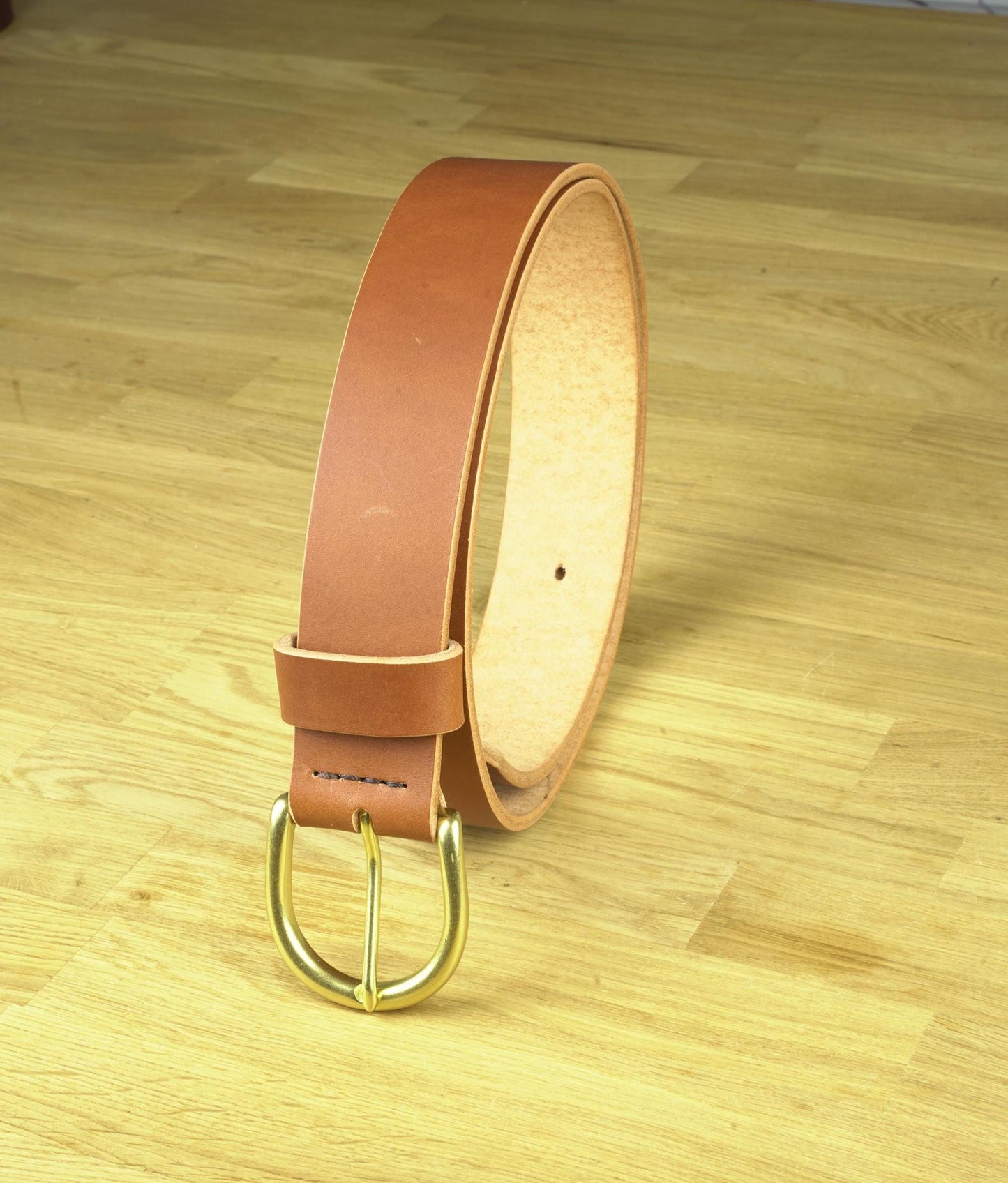 leather belt Handmade vegetable tanned Italian leather Polished Brass Buckle