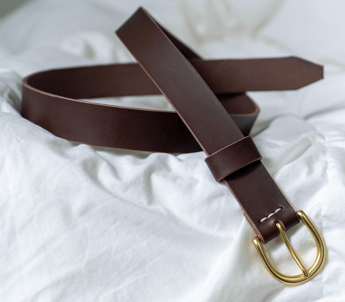 leather belt Handmade vegetable tanned Italian leather Polished Brass Buckle