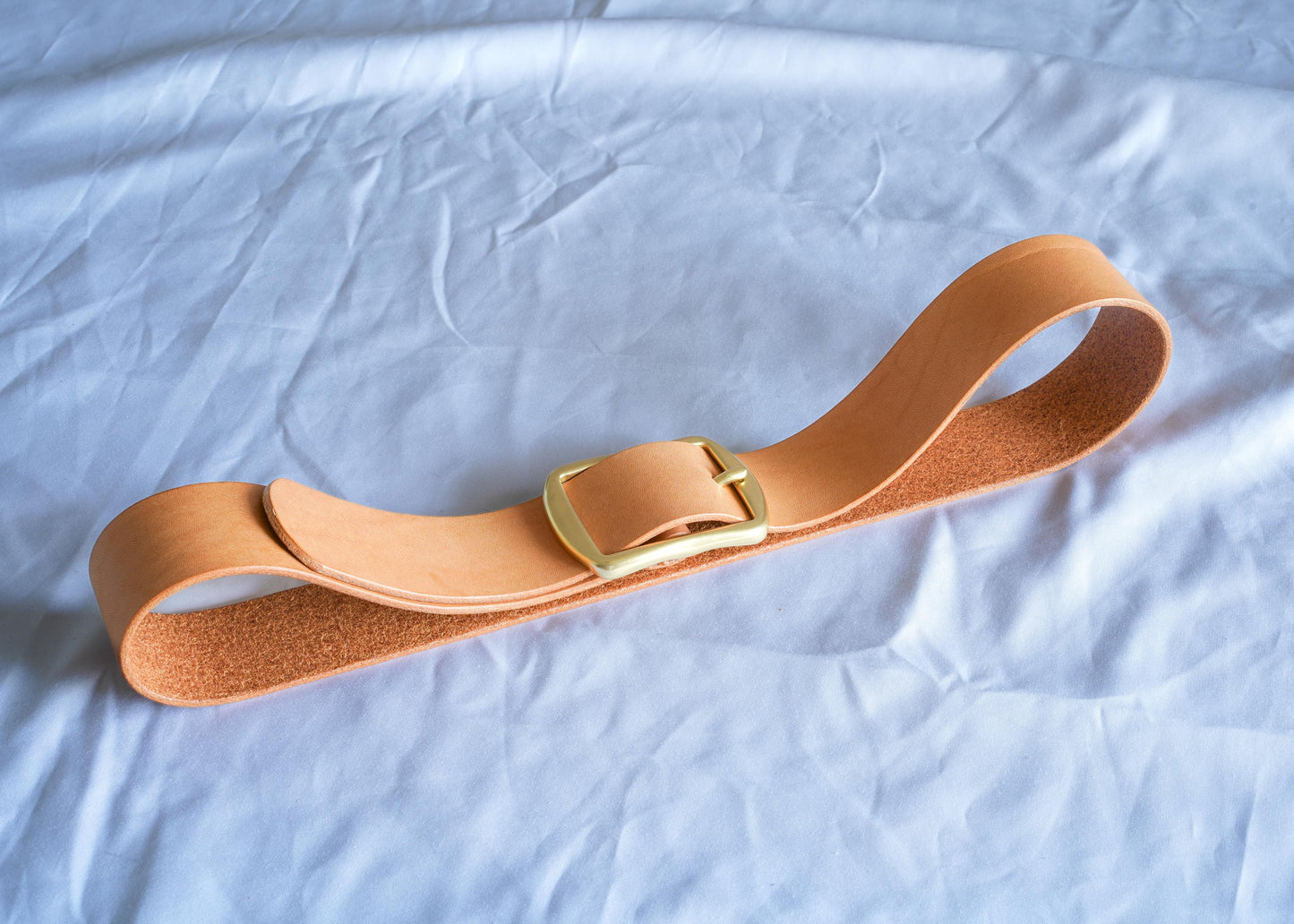 leather belt Handmade vegetable tanned Italian leather Polished Brass Buckle
