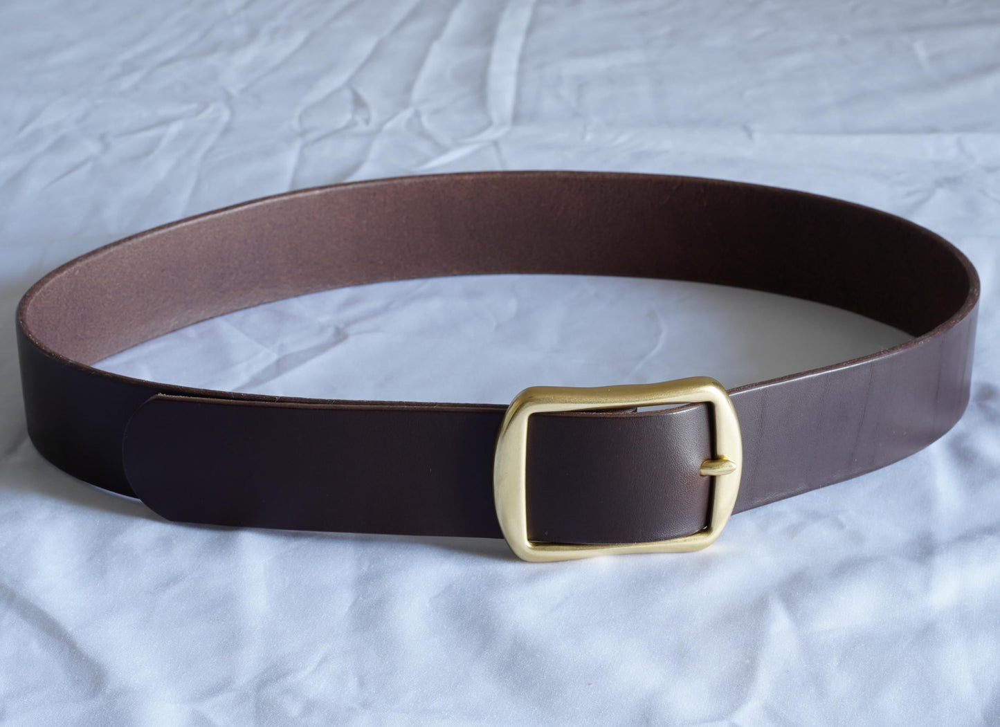 leather belt Handmade vegetable tanned Italian leather Polished Brass Buckle