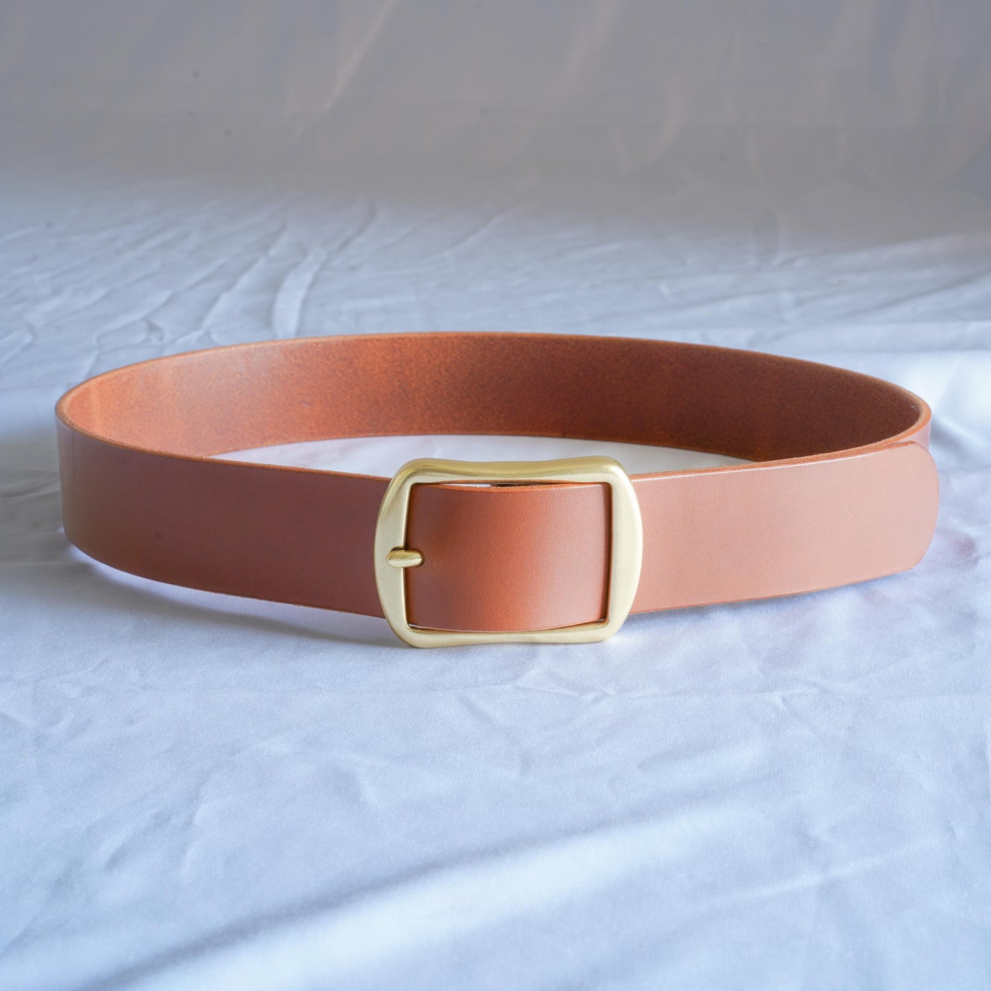 leather belt Handmade vegetable tanned Italian leather Polished Brass Buckle