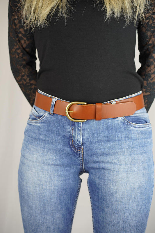 leather belt Handmade vegetable tanned Italian leather Polished Brass Buckle