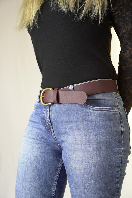 leather belt Handmade vegetable tanned Italian leather Polished Brass Buckle