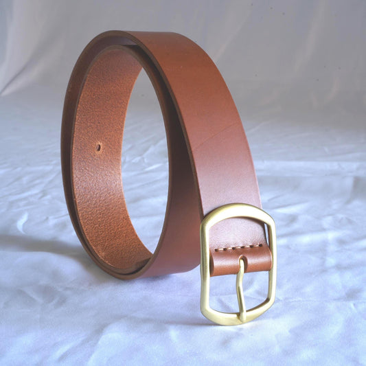 leather belt Handmade vegetable tanned Italian leather Polished Brass Buckle
