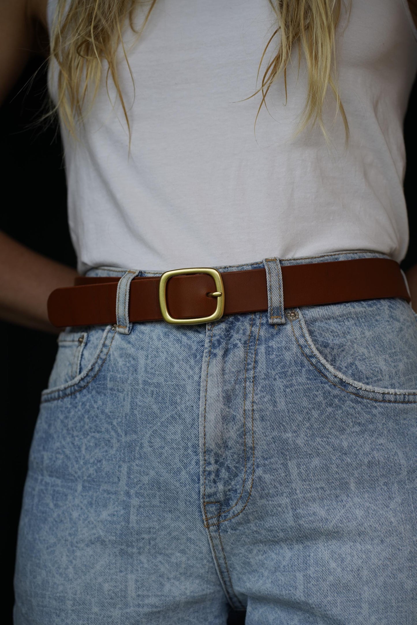 leather belt Handmade vegetable tanned Italian leather Polished Brass Buckle