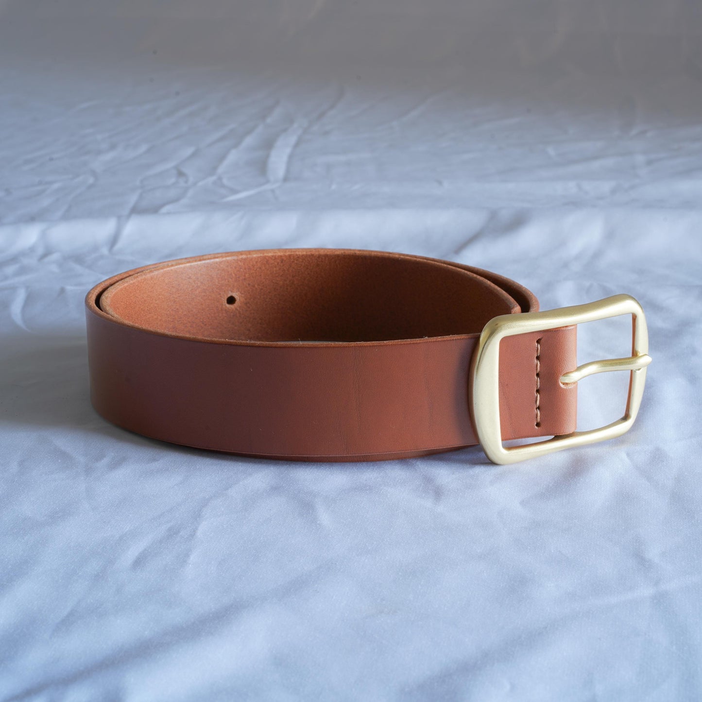 leather belt Handmade vegetable tanned Italian leather Polished Brass Buckle