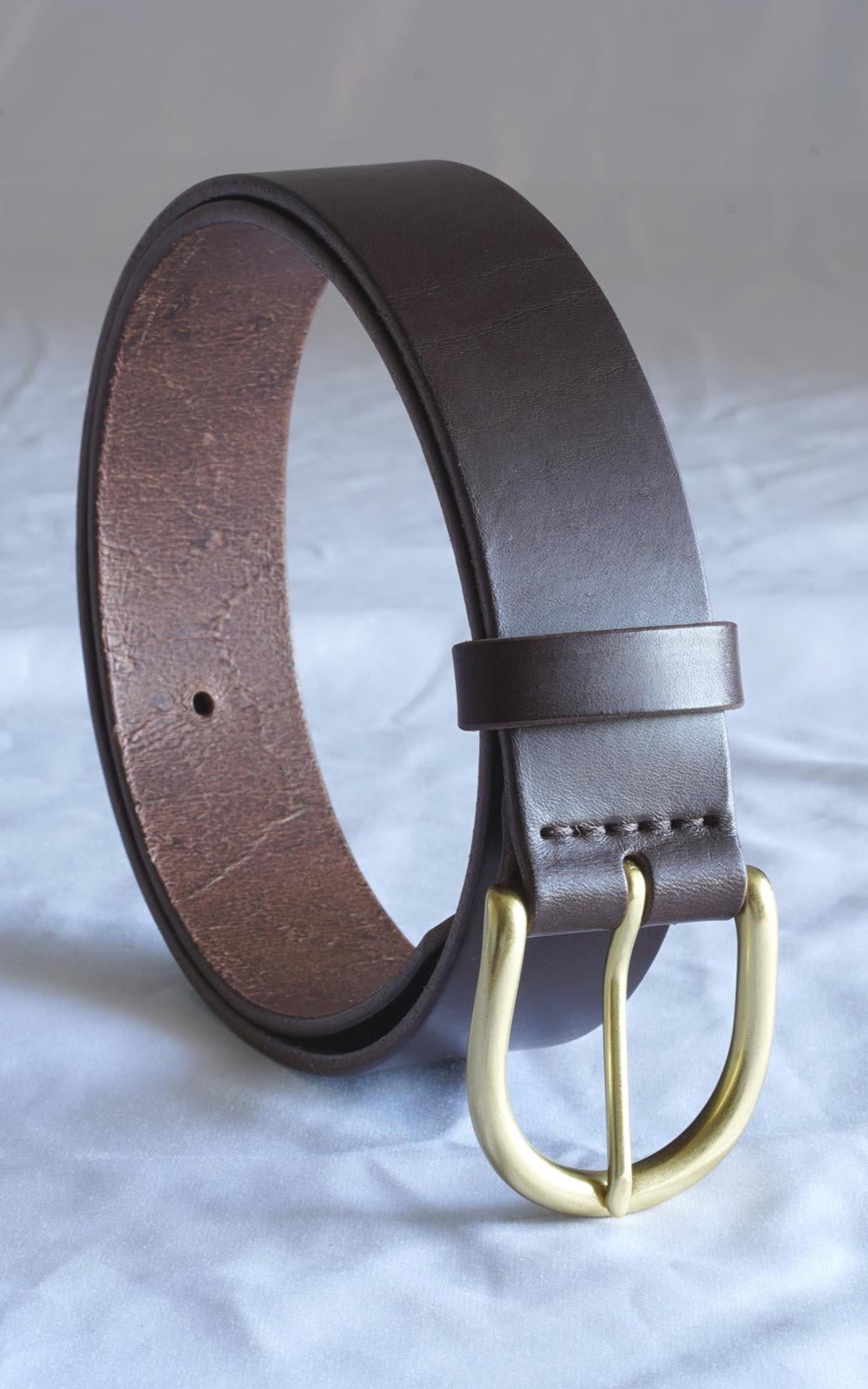 leather belt Handmade vegetable tanned Italian leather Polished Brass Buckle