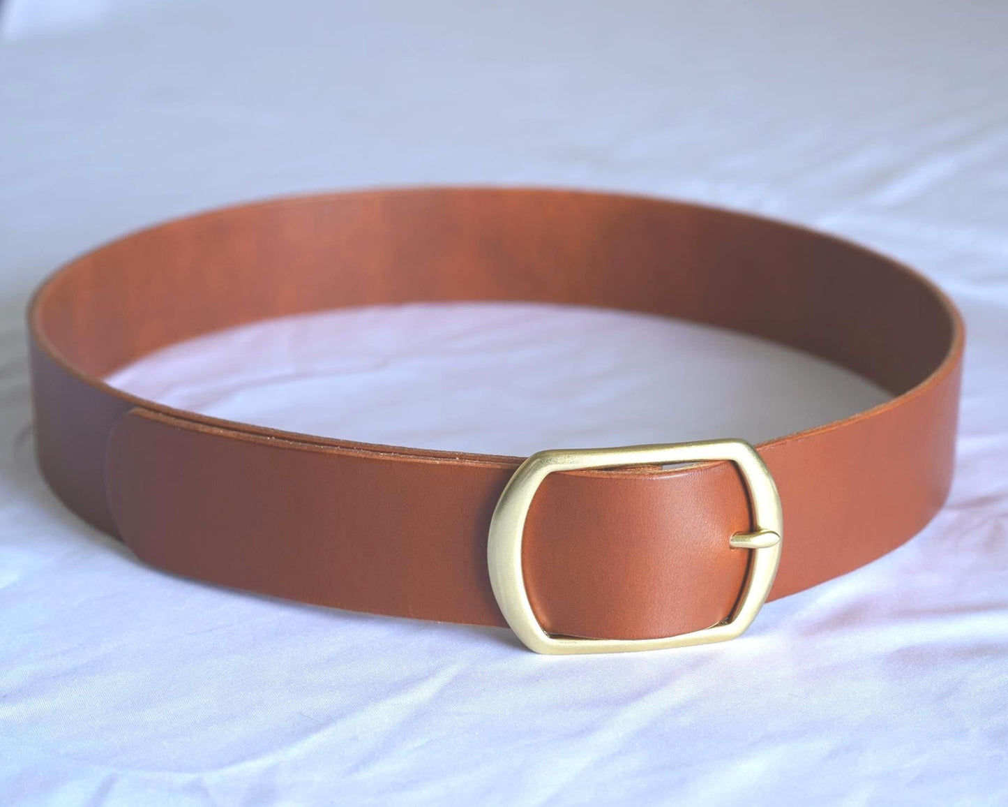 leather belt Handmade vegetable tanned Italian leather Polished Brass Buckle