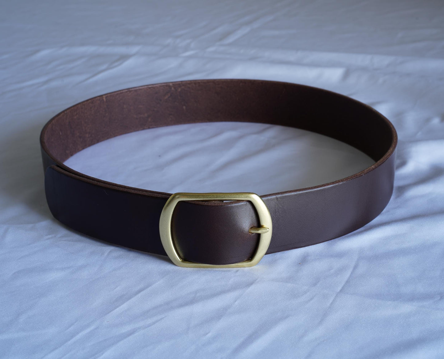 leather belt Handmade vegetable tanned Italian leather Polished Brass Buckle