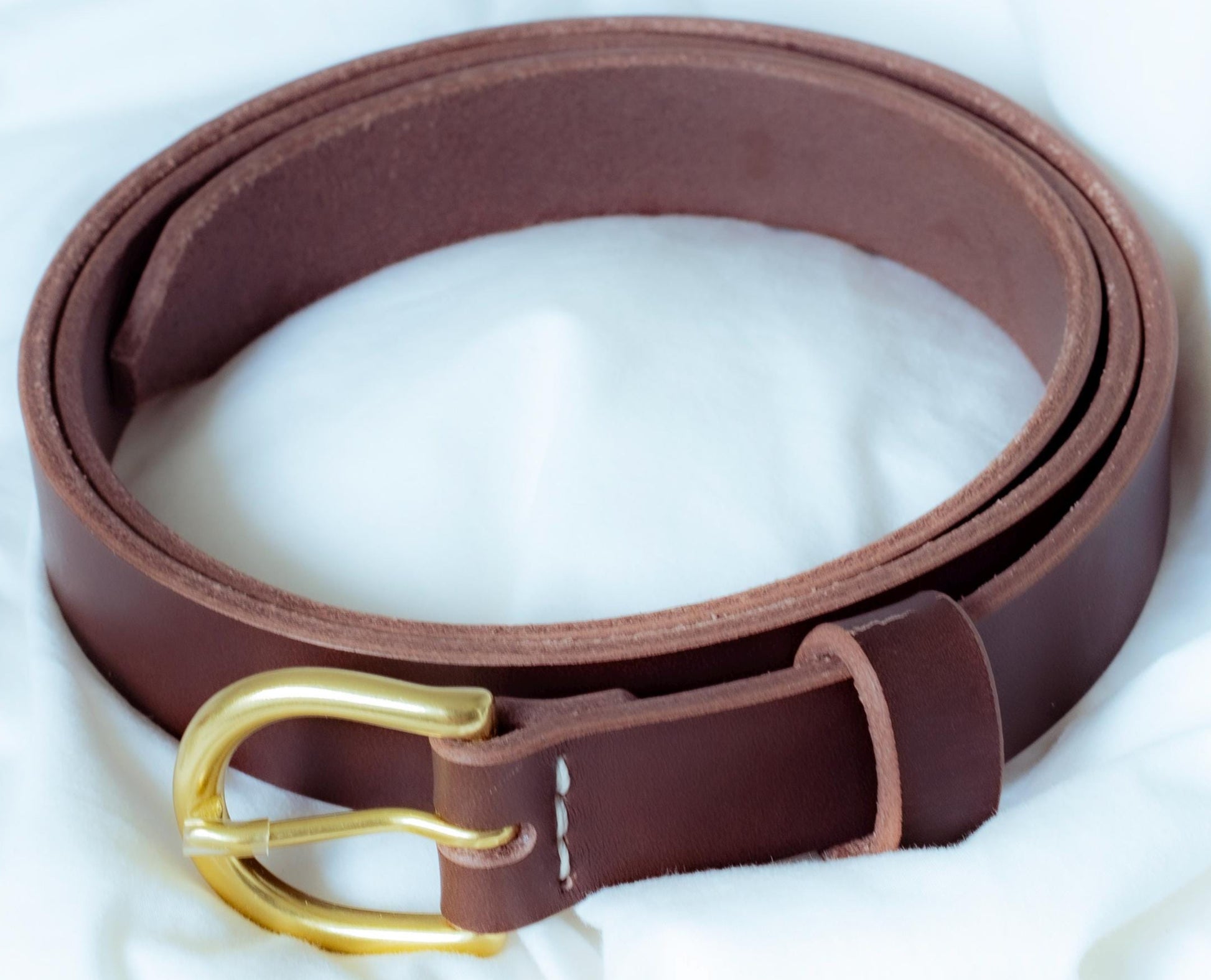 leather belt Handmade vegetable tanned Italian leather Polished Brass Buckle