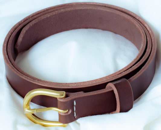 leather belt Handmade vegetable tanned Italian leather Polished Brass Buckle