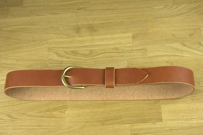 leather belt Handmade vegetable tanned Italian leather Polished Brass Buckle