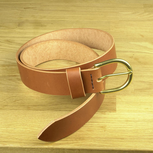 leather belt Handmade vegetable tanned Italian leather Polished Brass Buckle