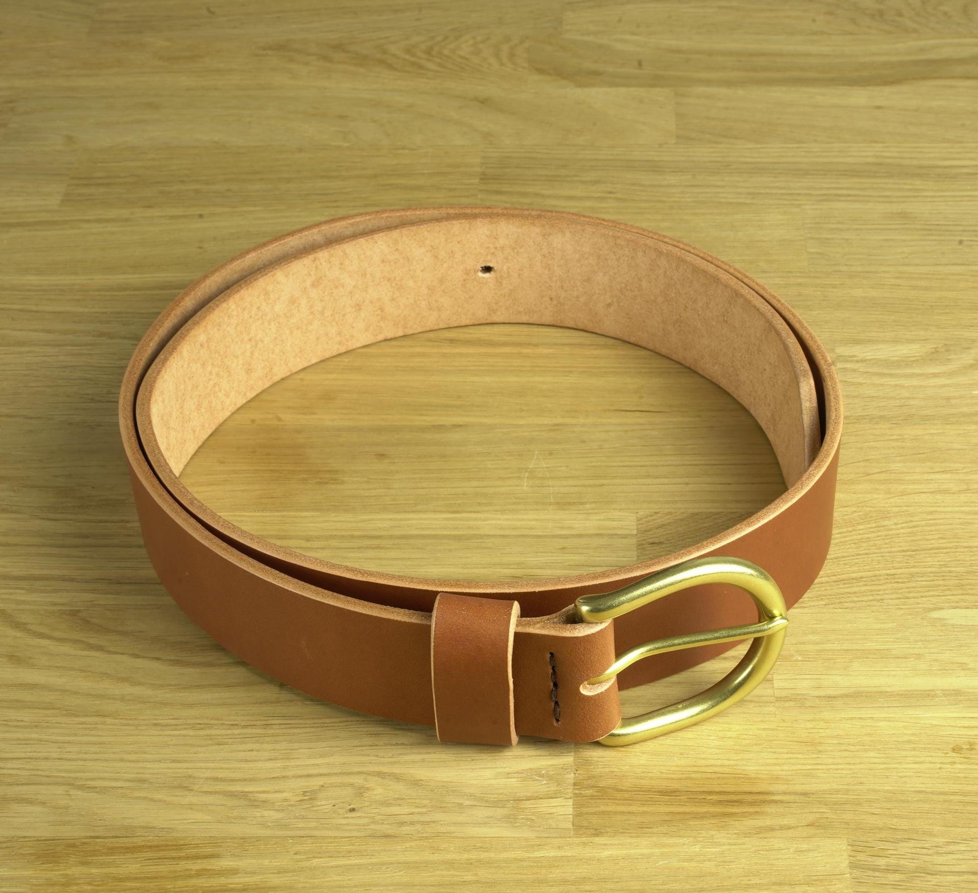 leather belt Handmade vegetable tanned Italian leather Polished Brass Buckle
