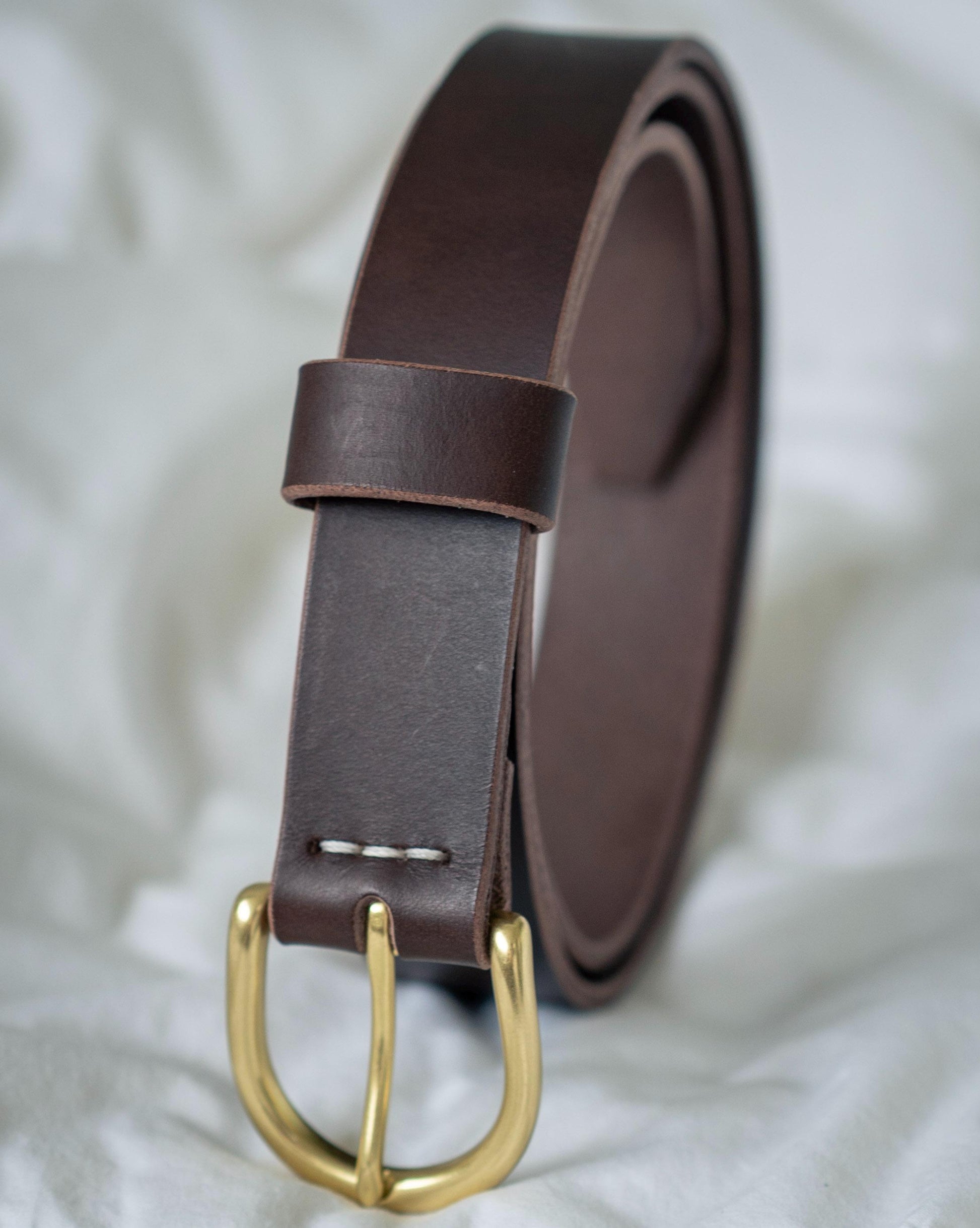 leather belt Handmade vegetable tanned Italian leather Polished Brass Buckle