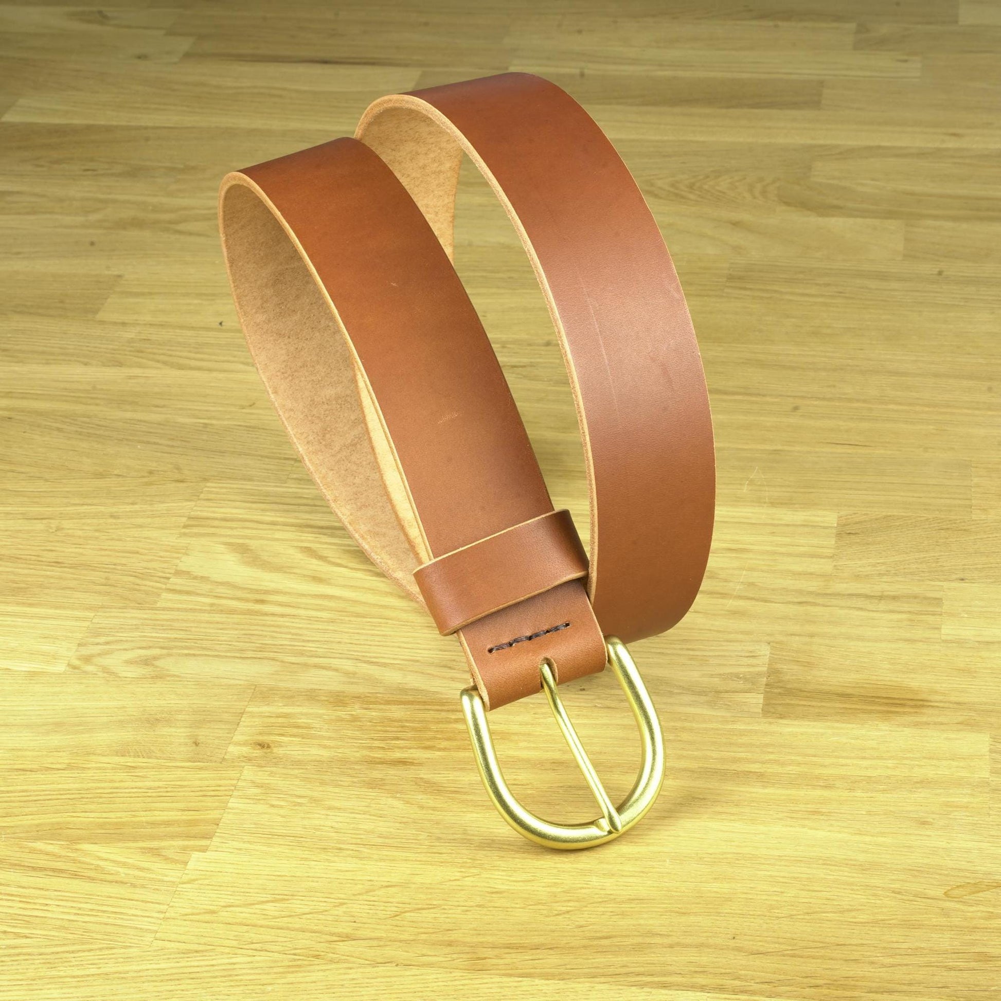 leather belt Handmade vegetable tanned Italian leather Polished Brass Buckle