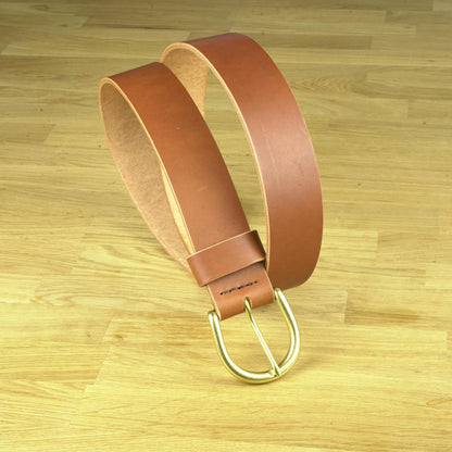 leather belt Handmade vegetable tanned Italian leather Polished Brass Buckle