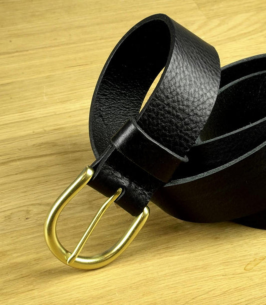 leather belt Handmade vegetable tanned Italian leather Polished Brass Buckle