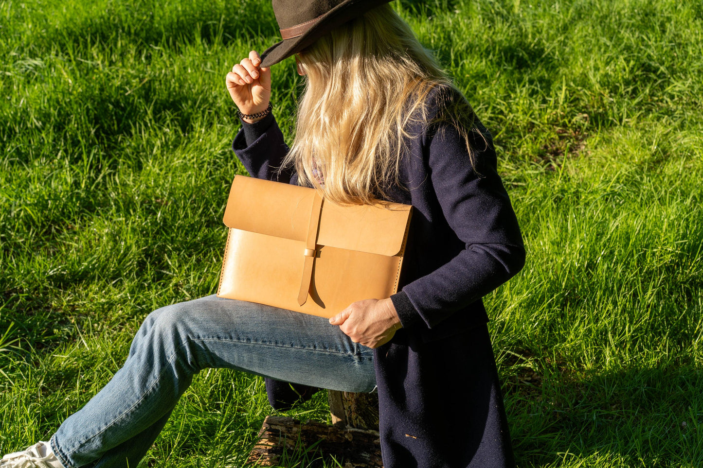 MacBook Lederhülle Notebook Hülle mit Klappe Laptop Sleeve minimalistische MacBook Hülle | 13", 14", 15", 16" Natural