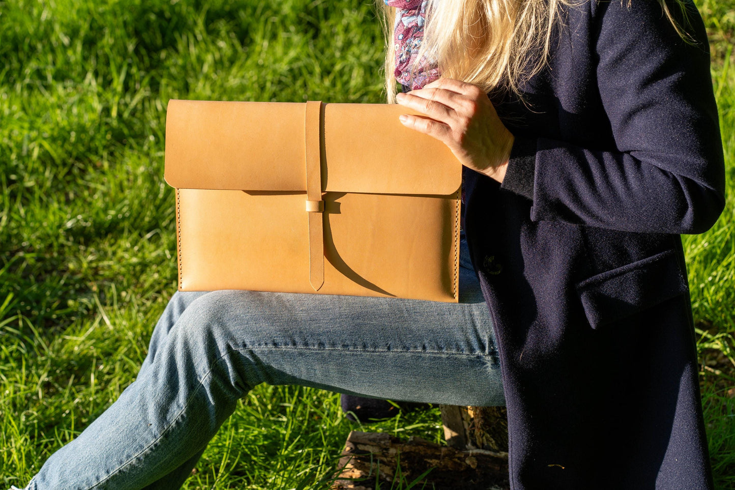 MacBook Lederhülle Notebook Hülle mit Klappe Laptop Sleeve minimalistische MacBook Hülle | 13", 14", 15", 16" Natural