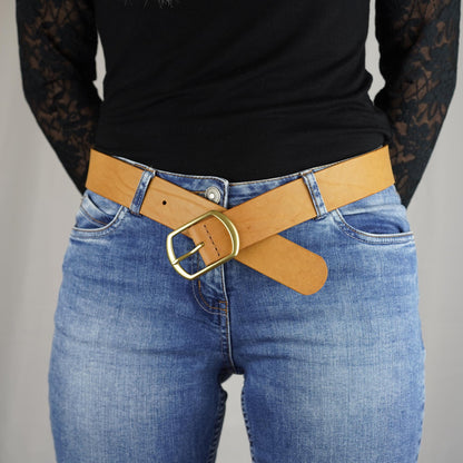 leather belt Handmade vegetable tanned Italian leather Polished Brass Buckle