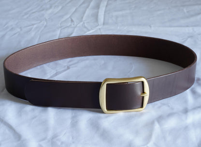 leather belt Handmade vegetable tanned Italian leather Polished Brass Buckle
