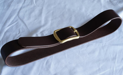 leather belt Handmade vegetable tanned Italian leather Polished Brass Buckle