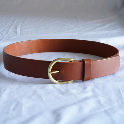leather belt Handmade vegetable tanned Italian leather Polished Brass Buckle