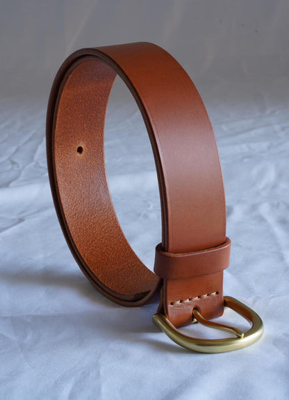leather belt Handmade vegetable tanned Italian leather Polished Brass Buckle