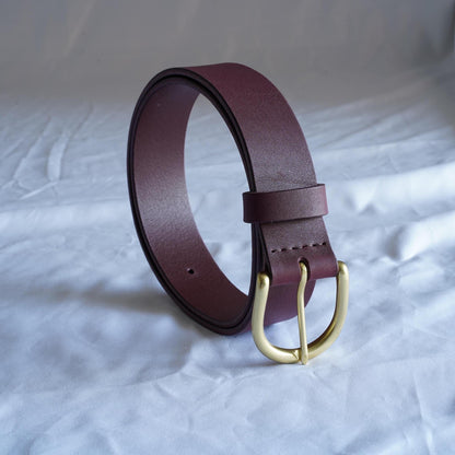 leather belt Handmade vegetable tanned Italian leather Polished Brass Buckle