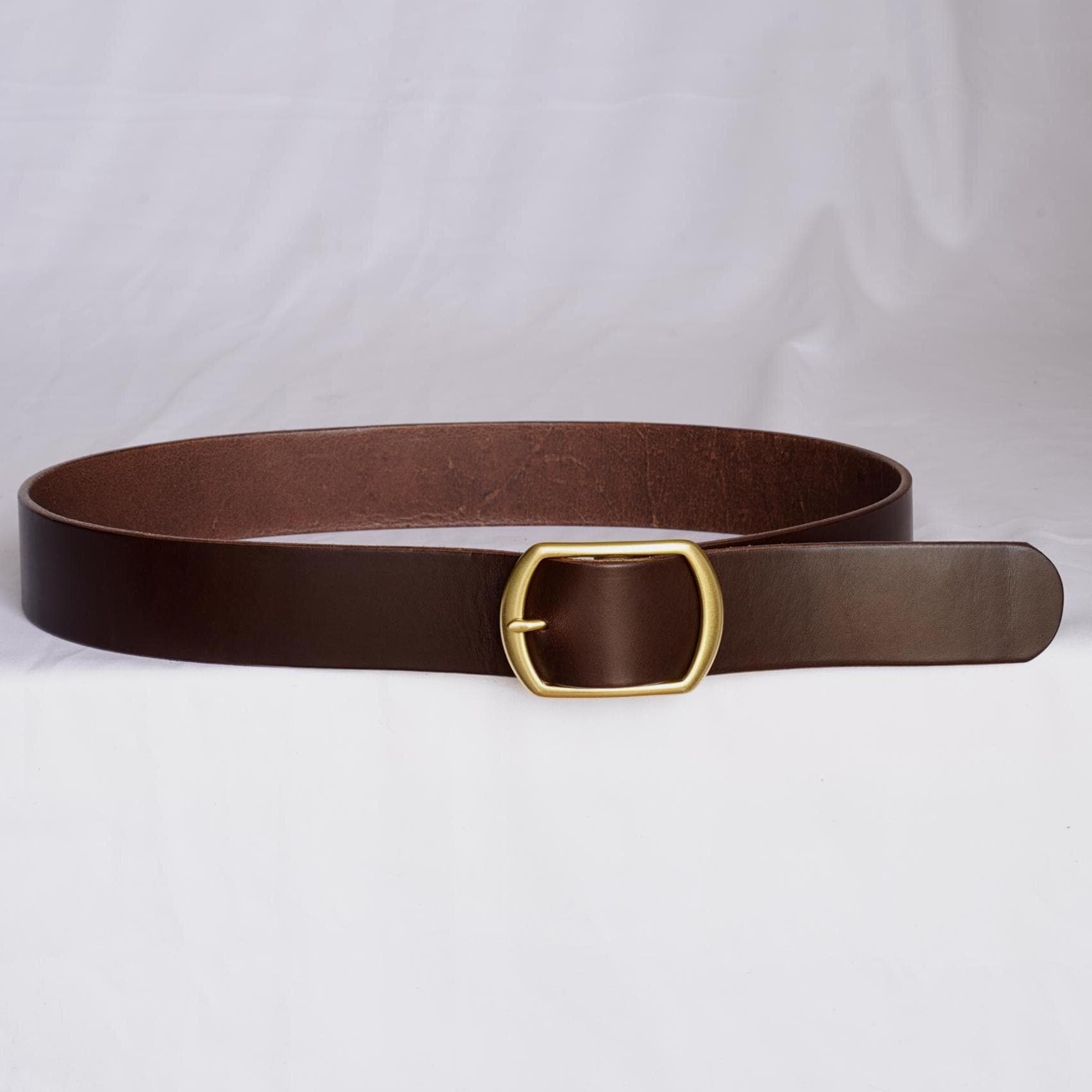 leather belt Handmade vegetable tanned Italian leather Polished Brass Buckle