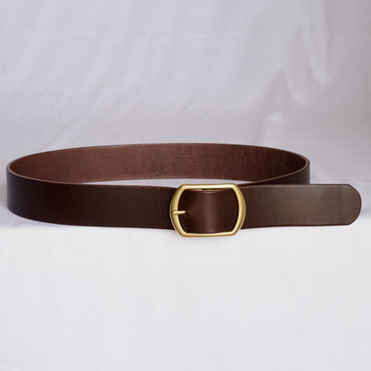 leather belt Handmade vegetable tanned Italian leather Polished Brass Buckle