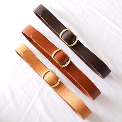 leather belt Handmade vegetable tanned Italian leather Polished Brass Buckle
