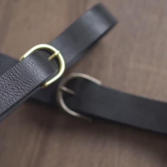 leather belt Handmade vegetable tanned Italian leather Polished Brass Buckle
