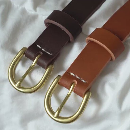 leather belt Handmade vegetable tanned Italian leather Polished Brass Buckle
