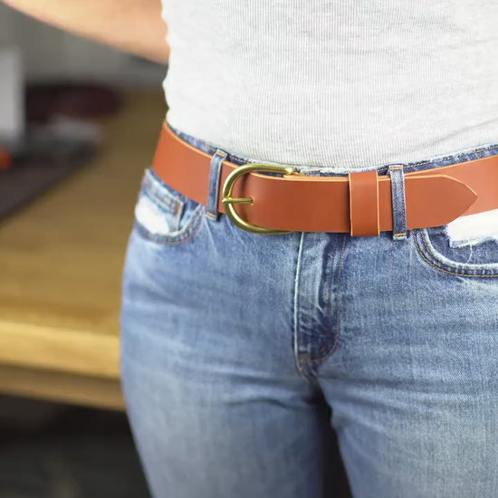 leather belt Handmade vegetable tanned Italian leather Polished Brass Buckle